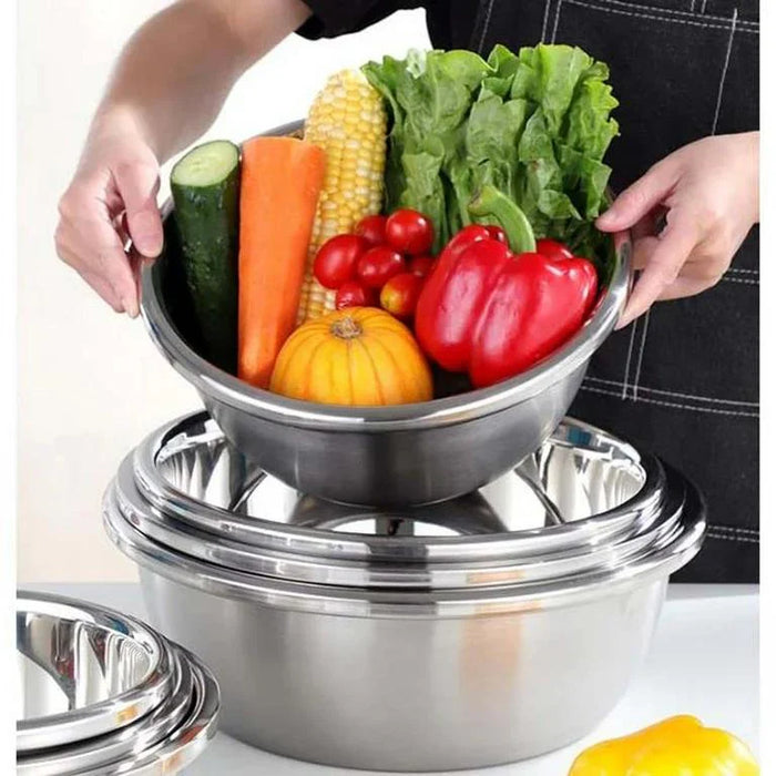 Комплект от 5 купи за смесване от неръждаема стомана PREMIUM, сребристи, 6L‑5L‑4L‑3L‑2.5L