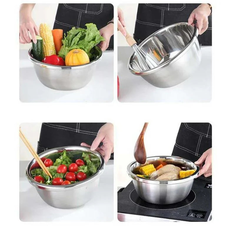 Комплект от 5 купи за смесване от неръждаема стомана PREMIUM, сребристи, 6L‑5L‑4L‑3L‑2.5L